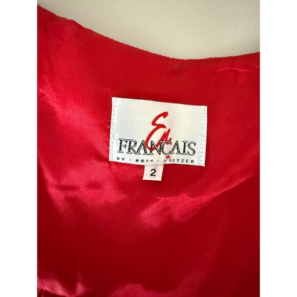 Vintage Vtg 80s 90s Huey Waltzer Red Satin Lapel Halter Cocktail Mini Dress US 2 - Picture 4 of 11